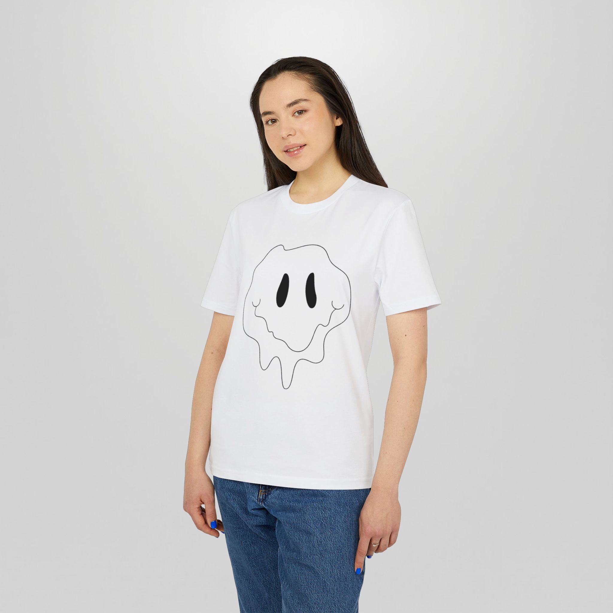 Melting Smile T-Shirt — Minimal Drip Graphic "feel" Back Print