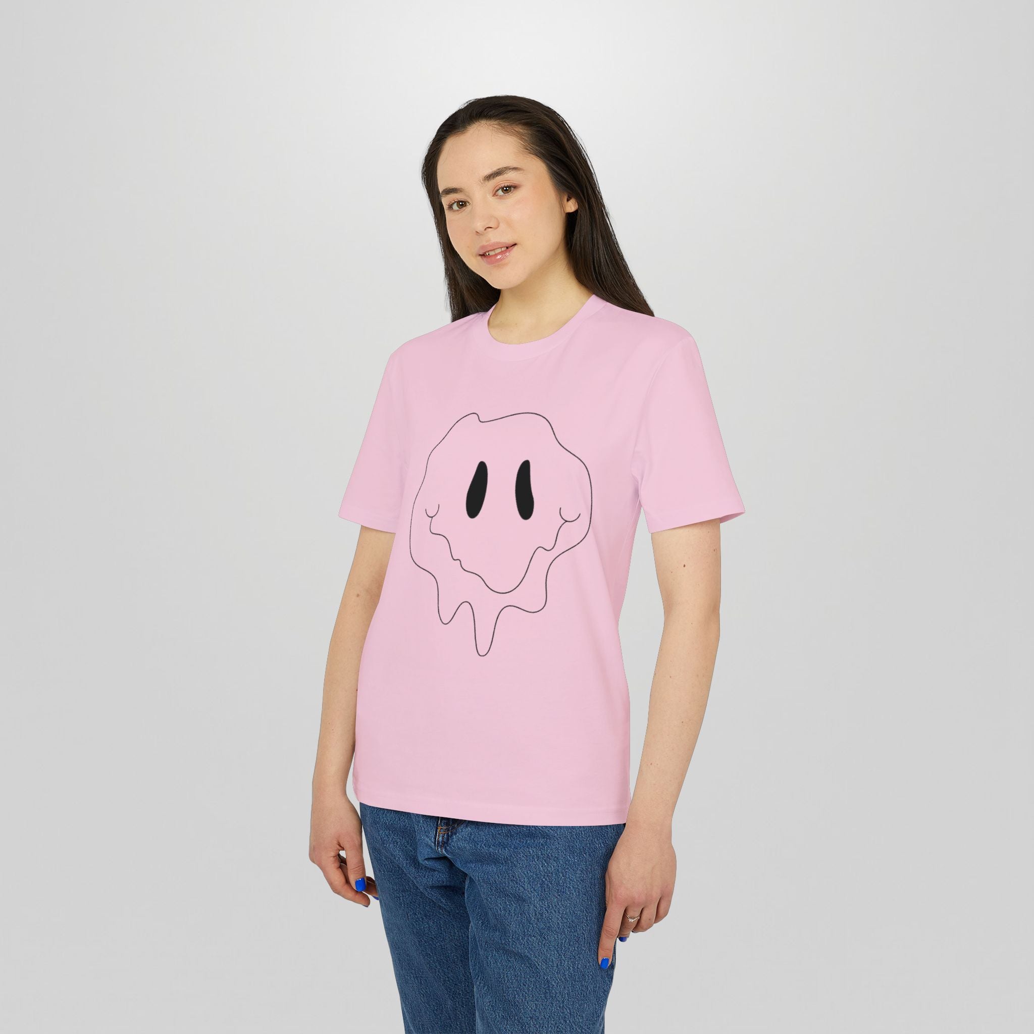 Melting Smile T-Shirt — Minimal Drip Graphic "feel" Back Print