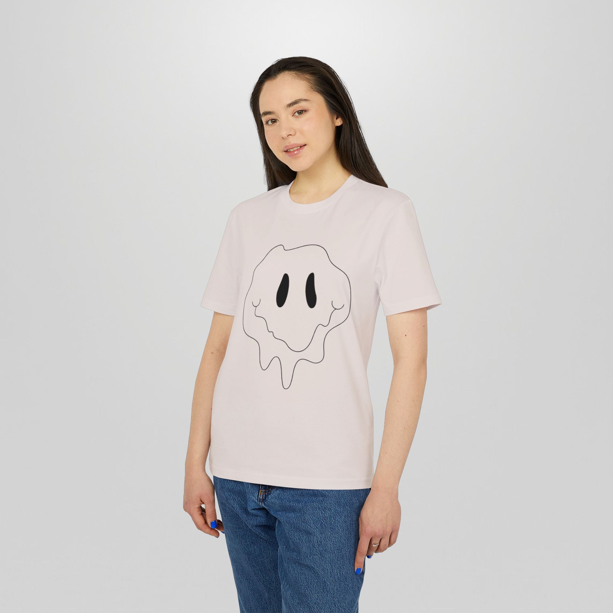 Melting Smile T-Shirt — Minimal Drip Graphic "feel" Back Print