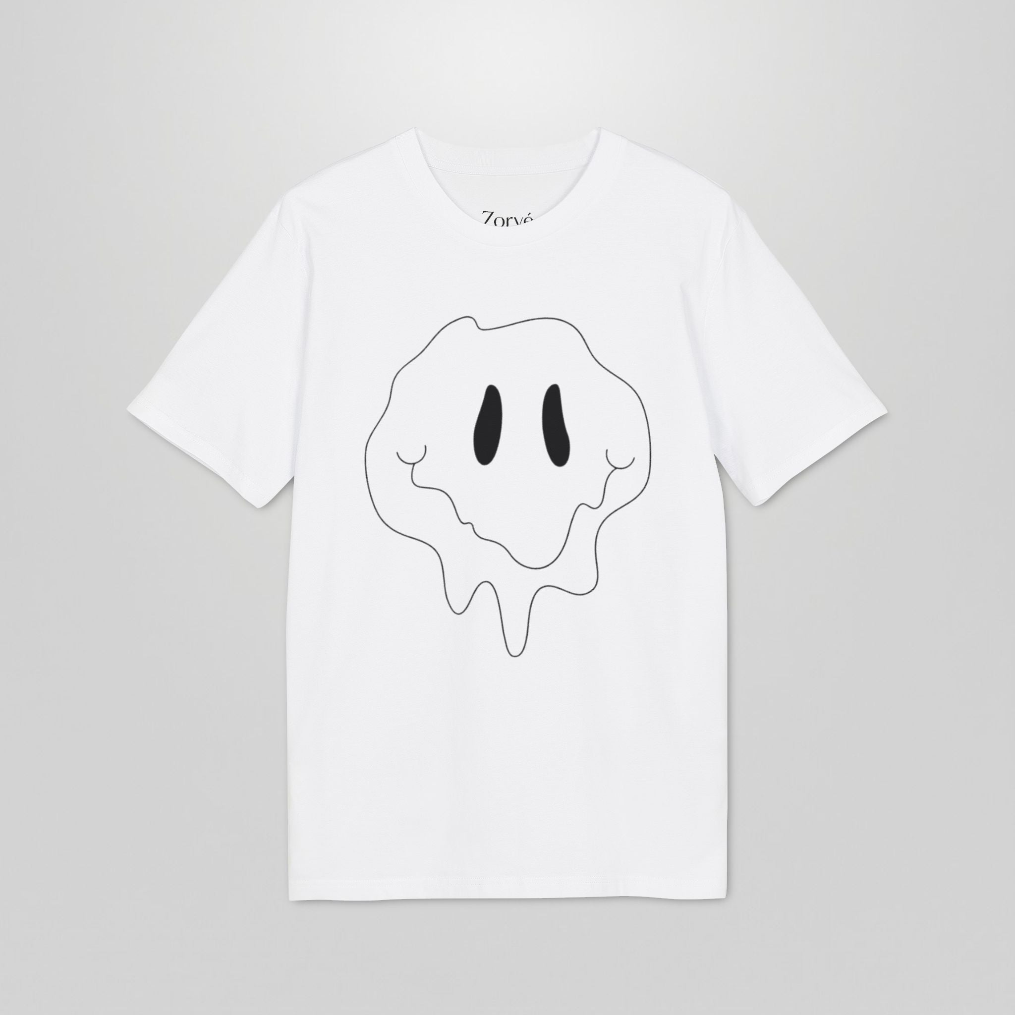 Melting Smile T-Shirt — Minimal Drip Graphic "feel" Back Print