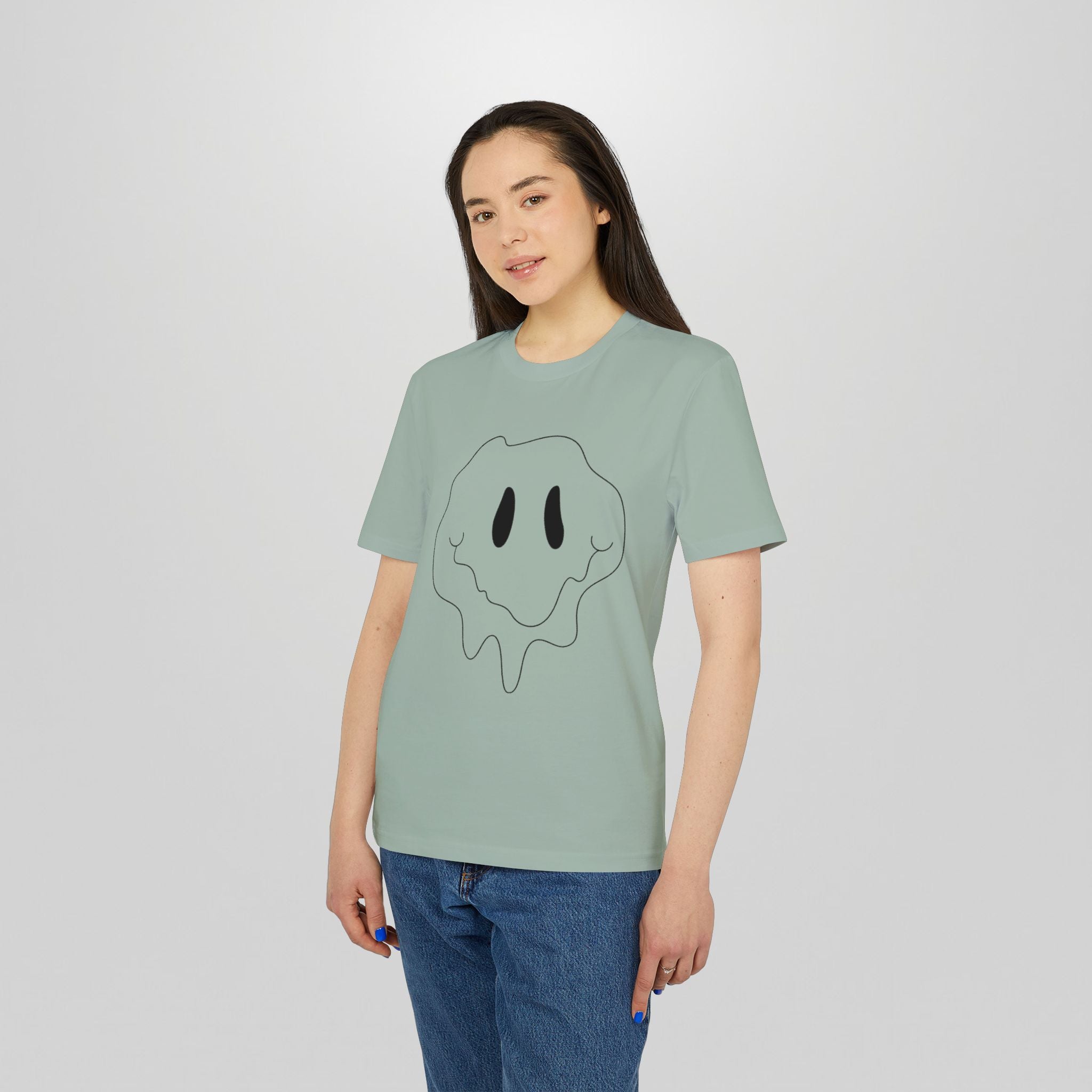 Melting Smile T-Shirt — Minimal Drip Graphic "feel" Back Print