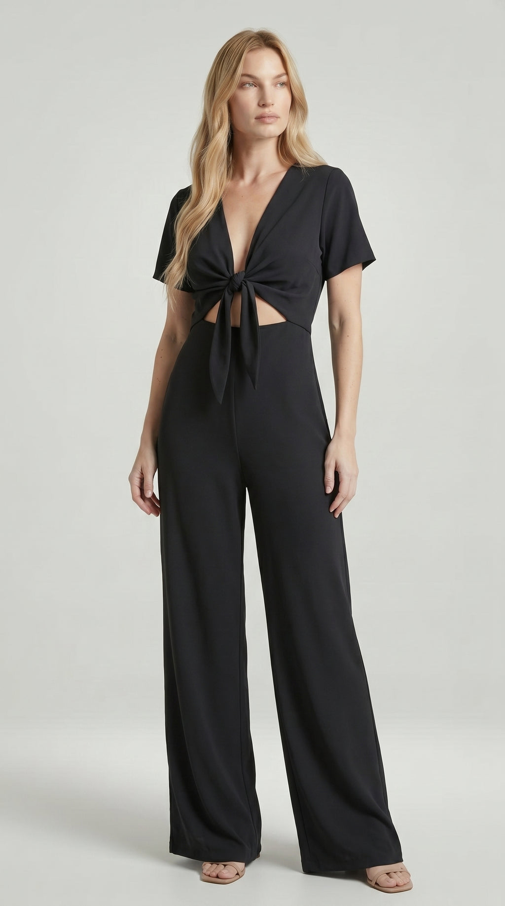 FLUID CUT-OUT JUMPSUIT WITH TIE