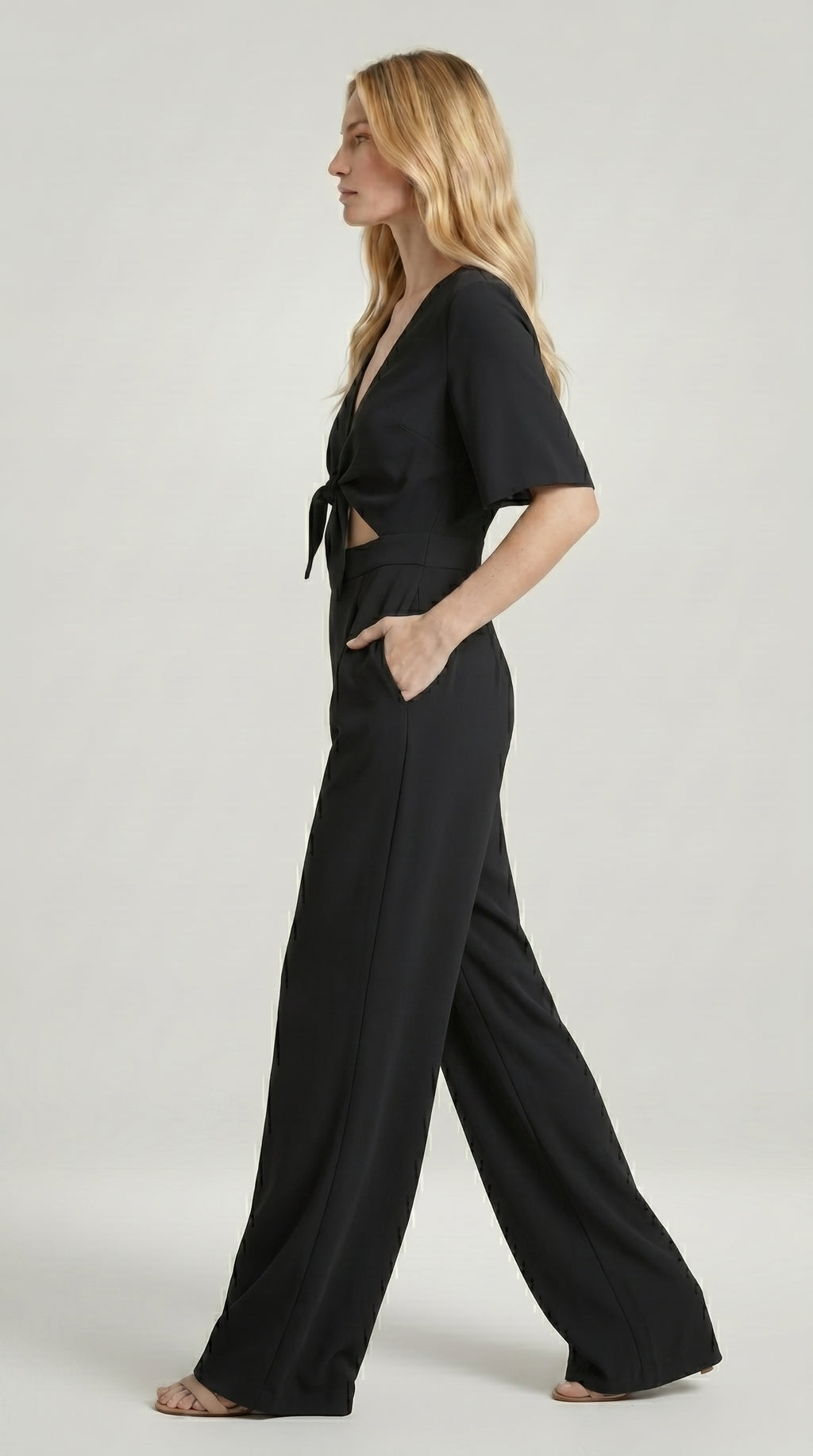 FLUID CUT-OUT JUMPSUIT WITH TIE