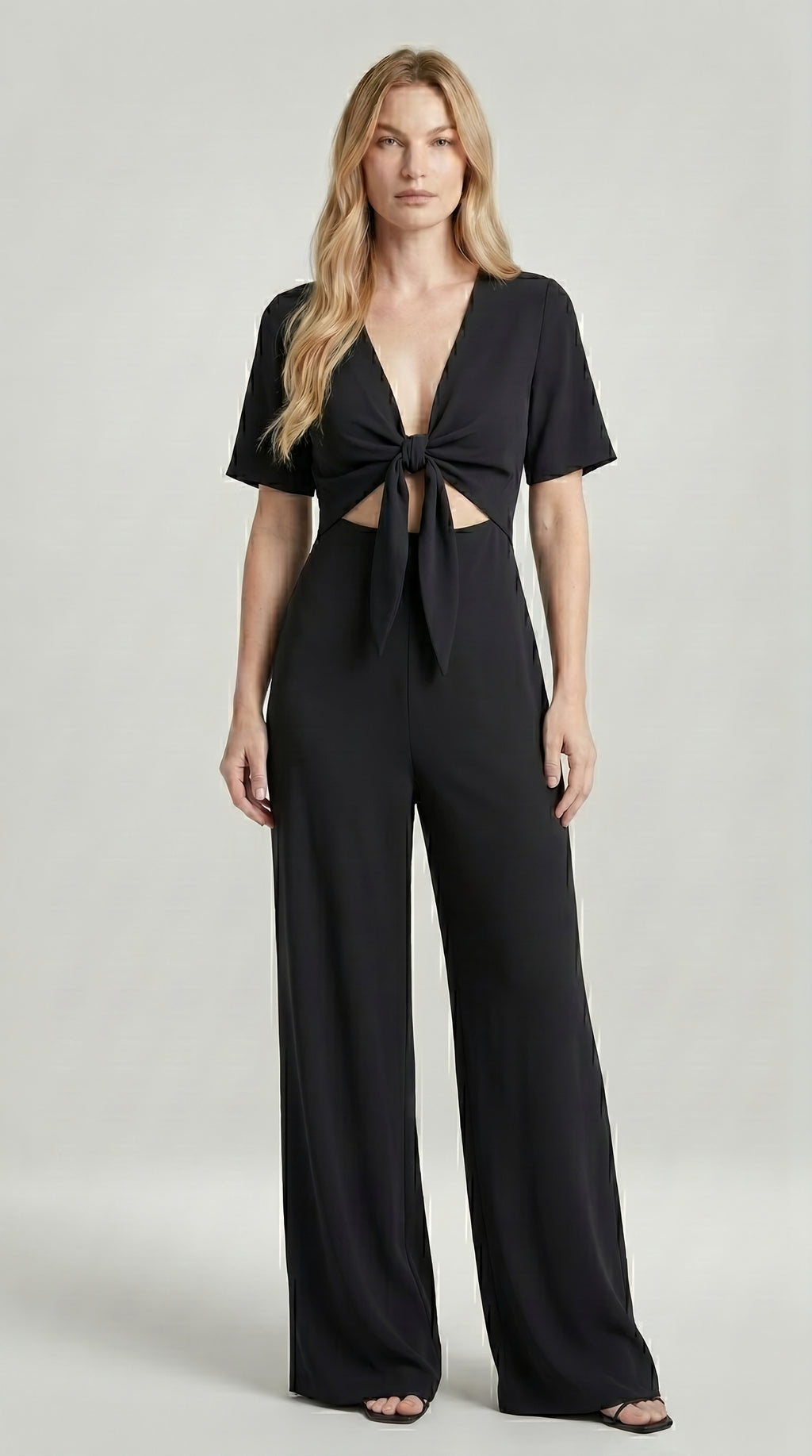 FLUID CUT-OUT JUMPSUIT WITH TIE