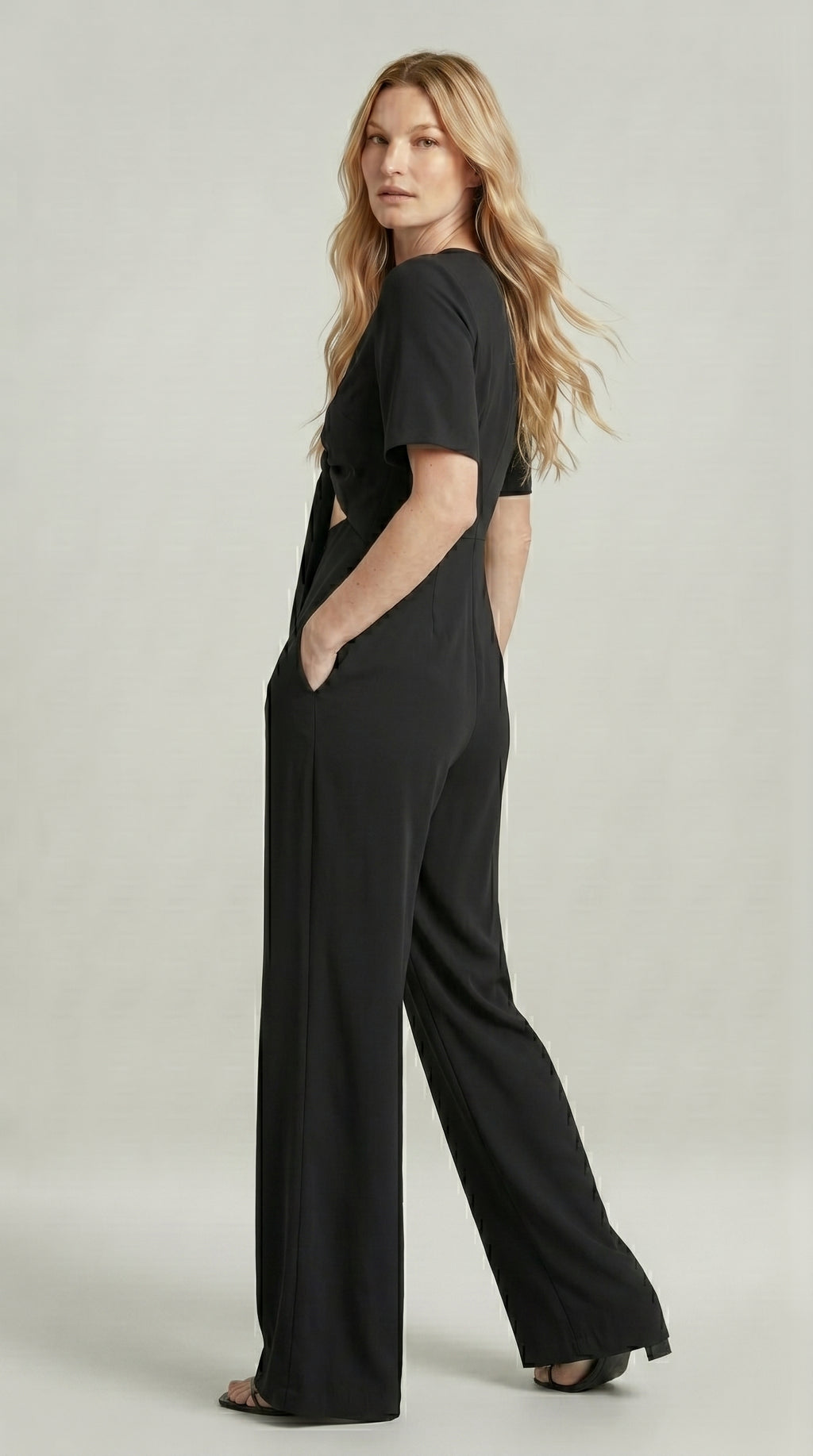 FLUID CUT-OUT JUMPSUIT WITH TIE