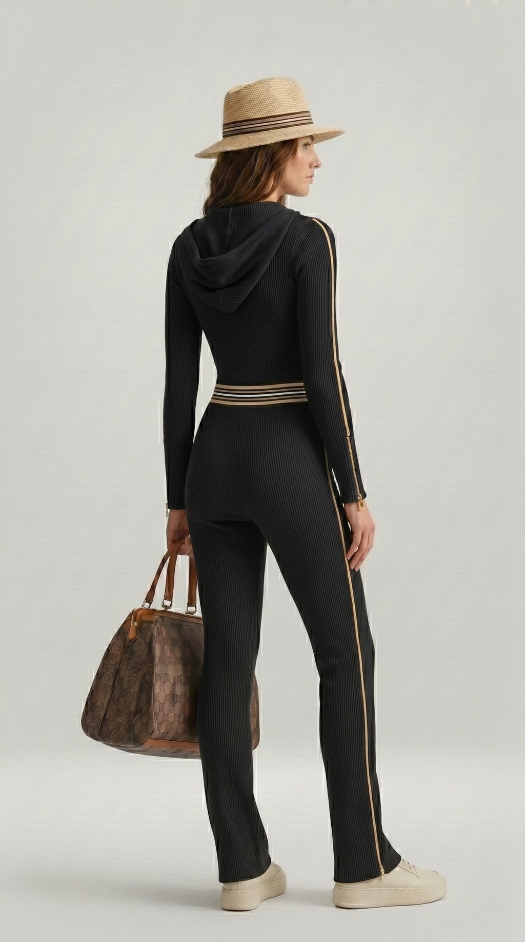 RIBBED HOODED JUMPSUIT