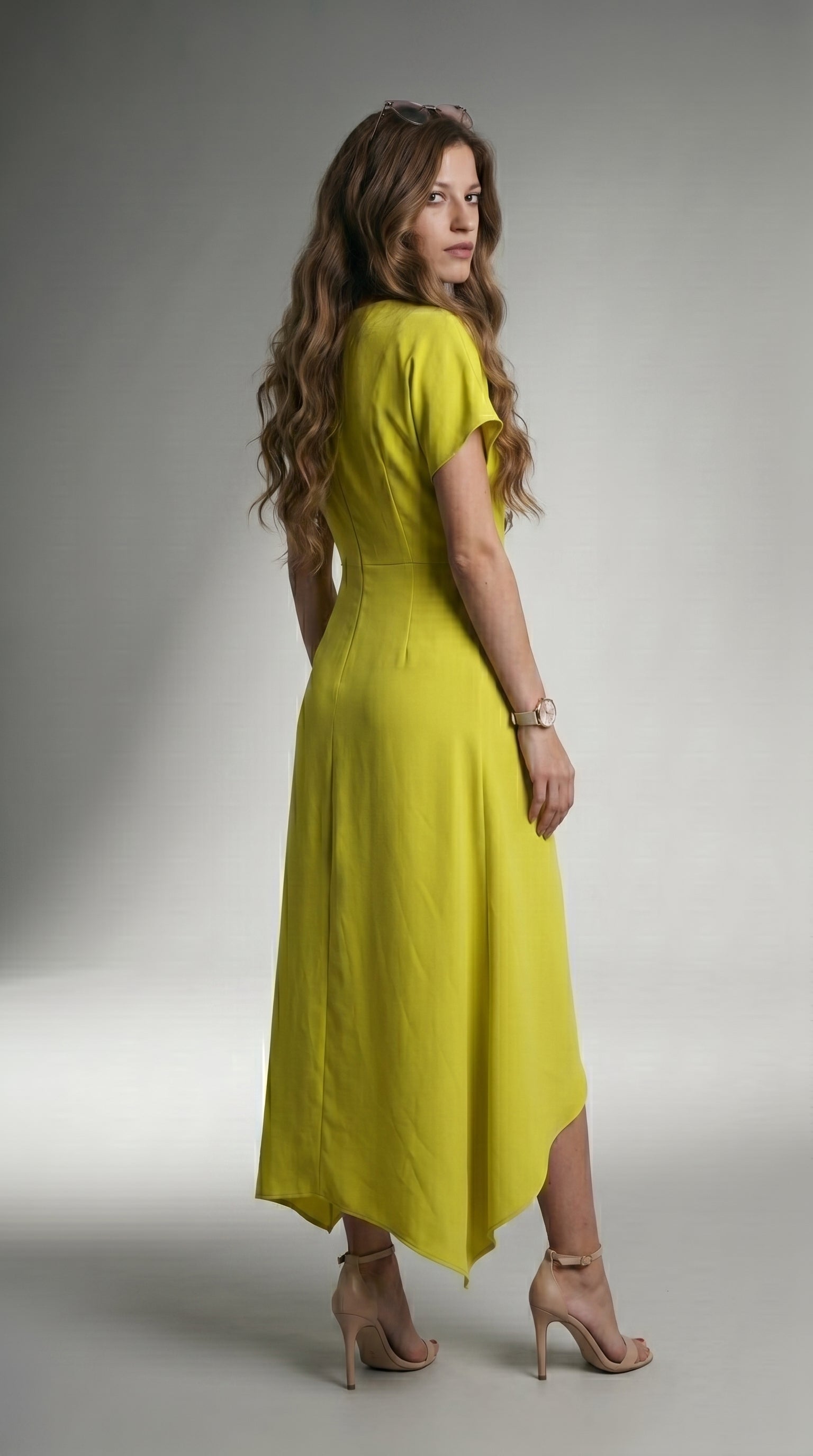 FLOWING ASYMMETRIC MIDI DRESS