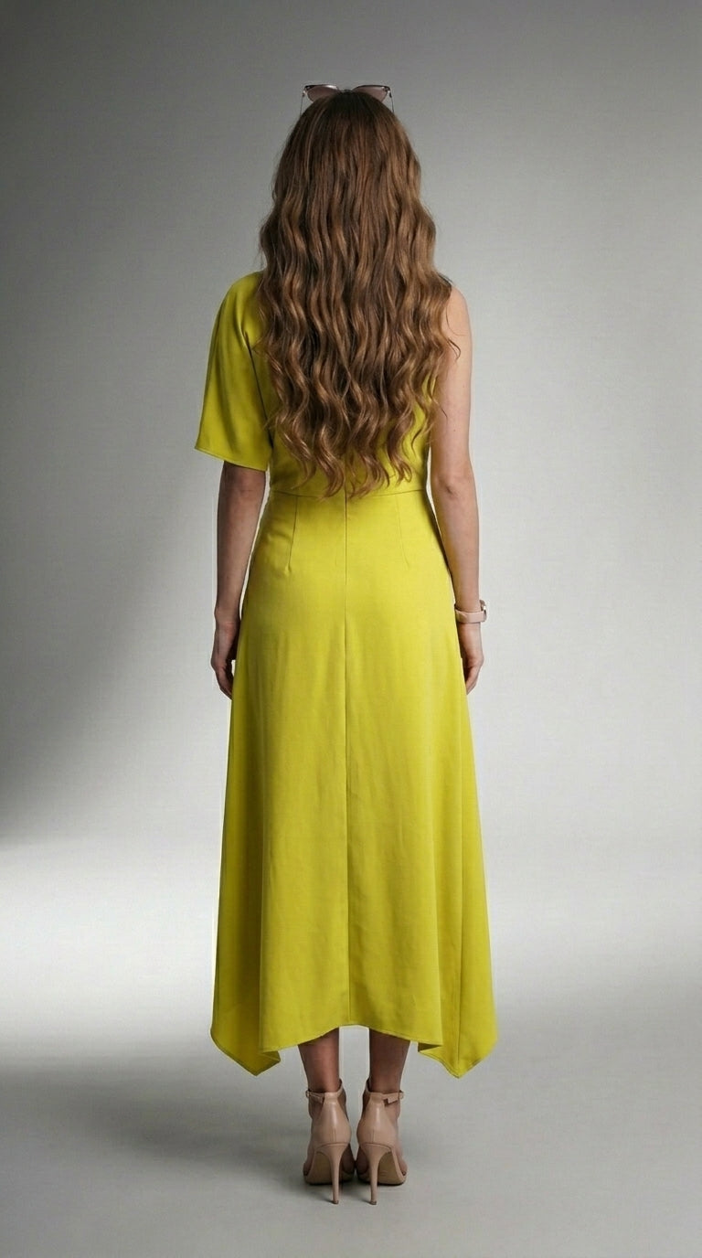 FLOWING ASYMMETRIC MIDI DRESS