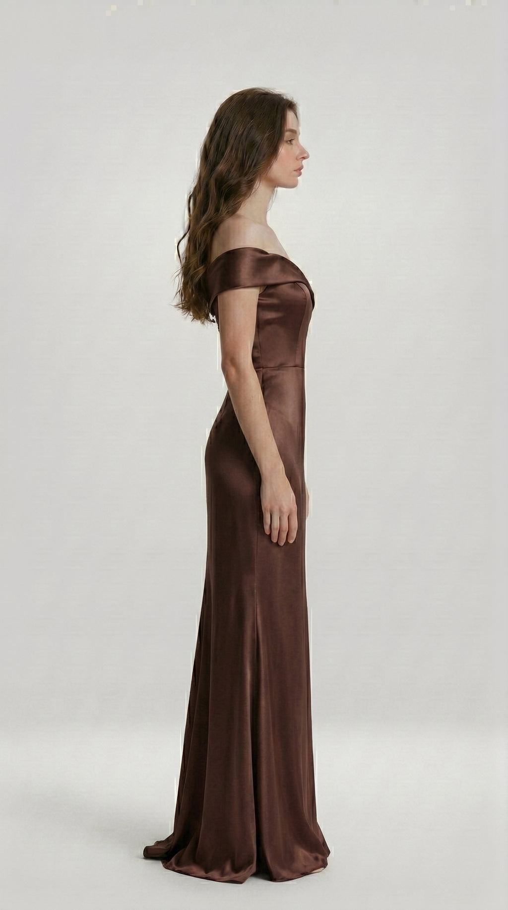 DRAPED SATIN EVENING DRESS
