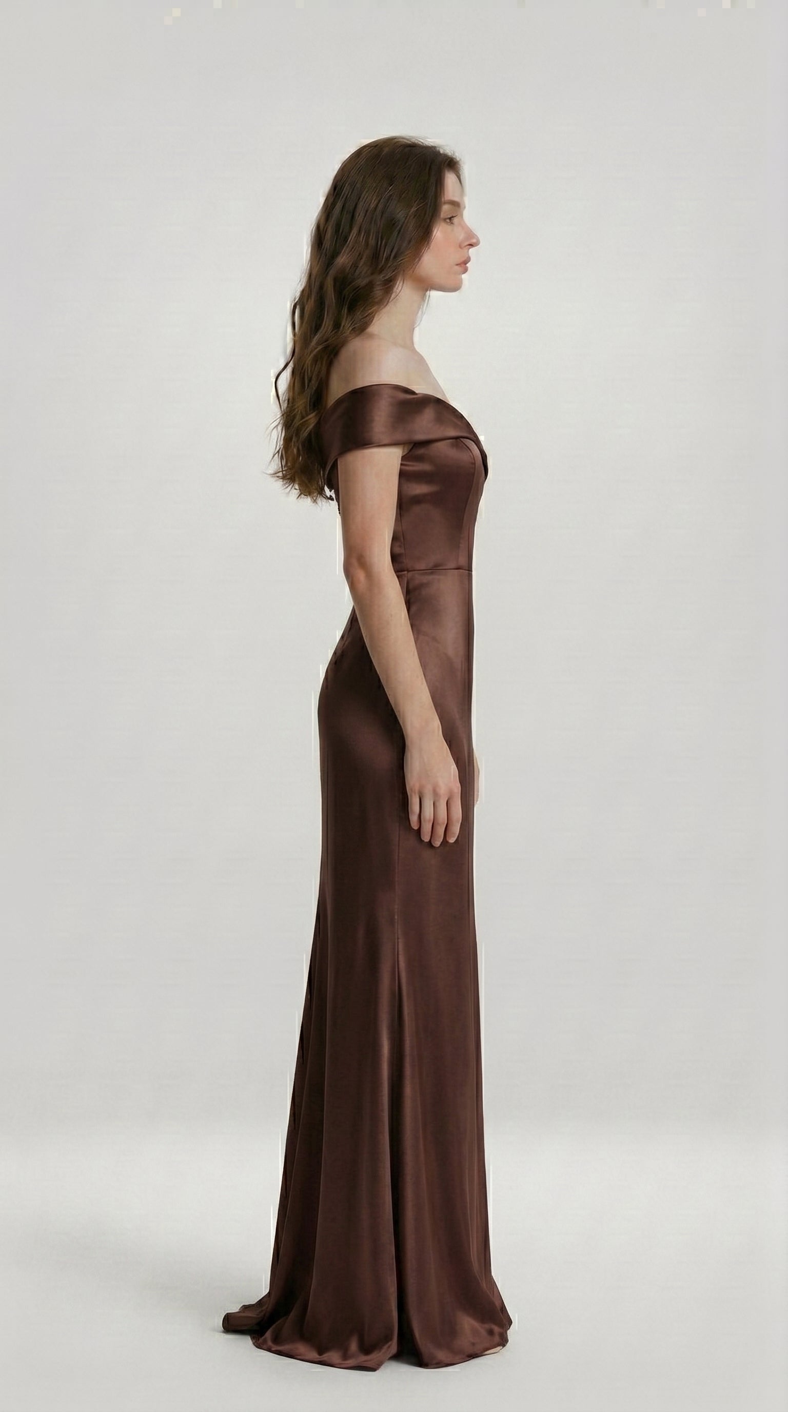 DRAPED SATIN EVENING DRESS
