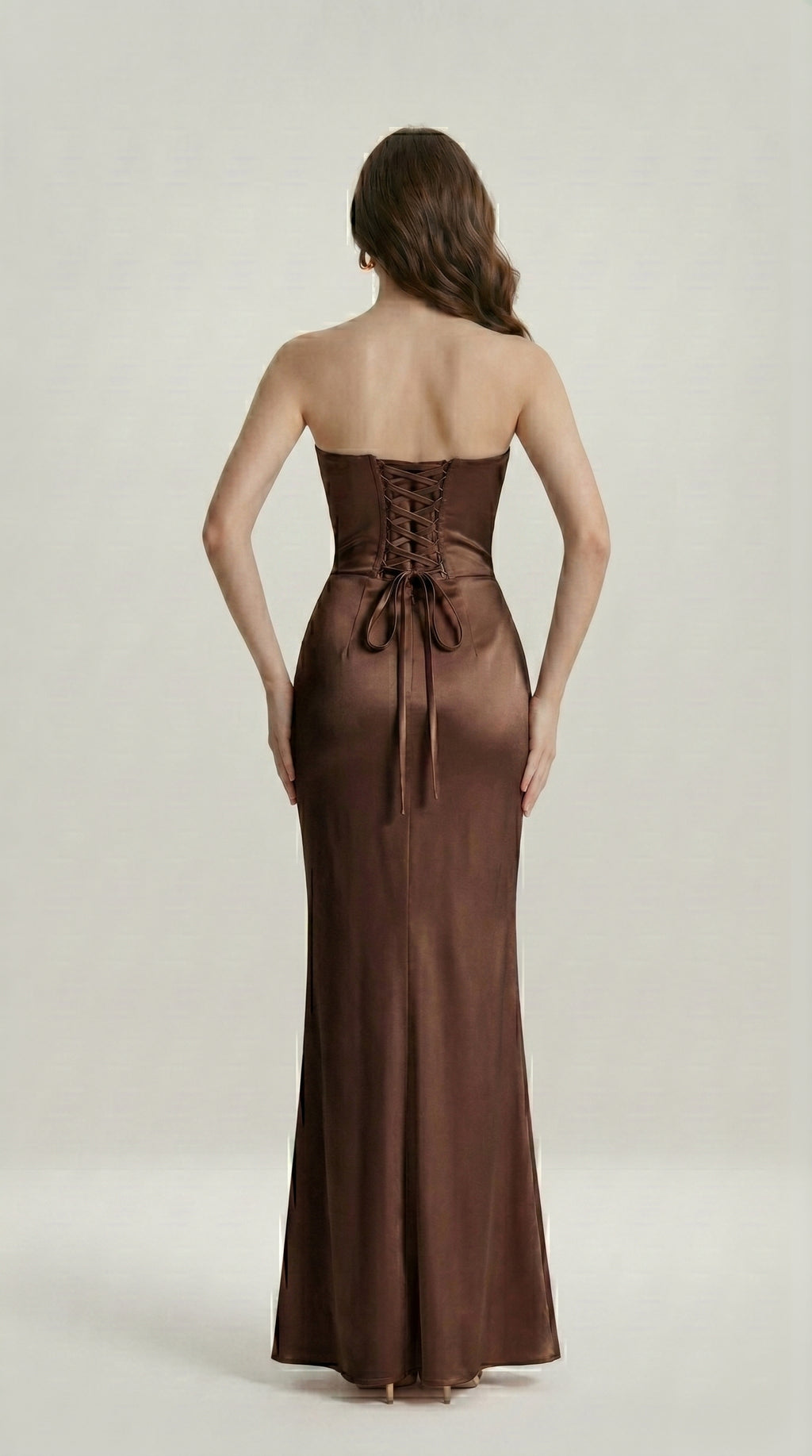 DRAPED SATIN EVENING DRESS