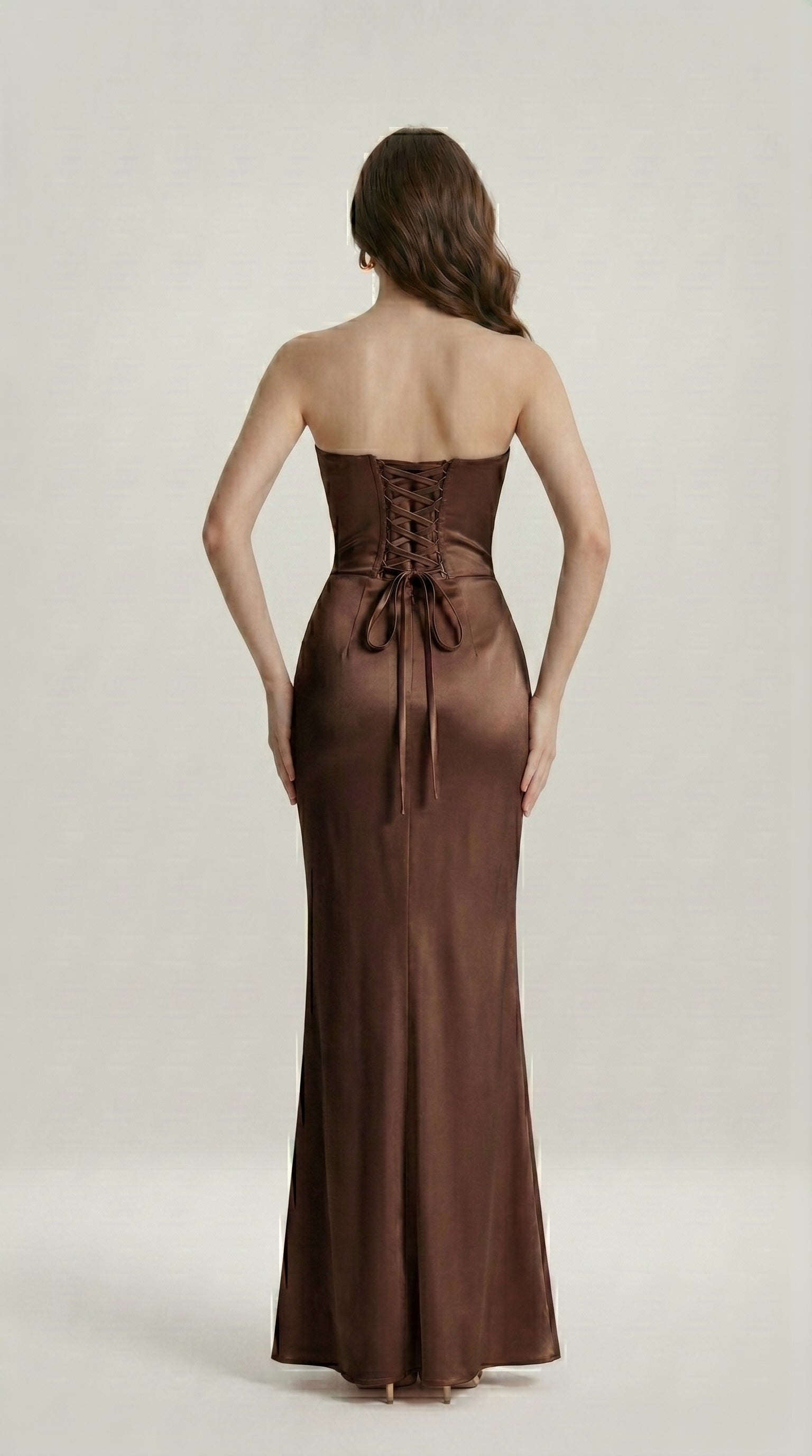 DRAPED SATIN EVENING DRESS