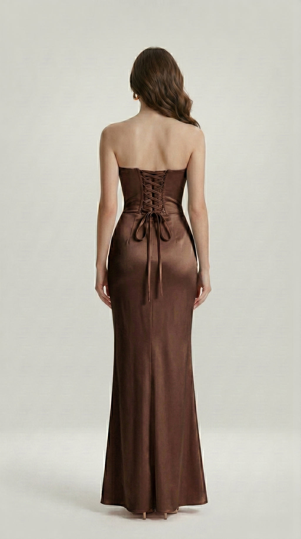 DRAPED SATIN EVENING DRESS