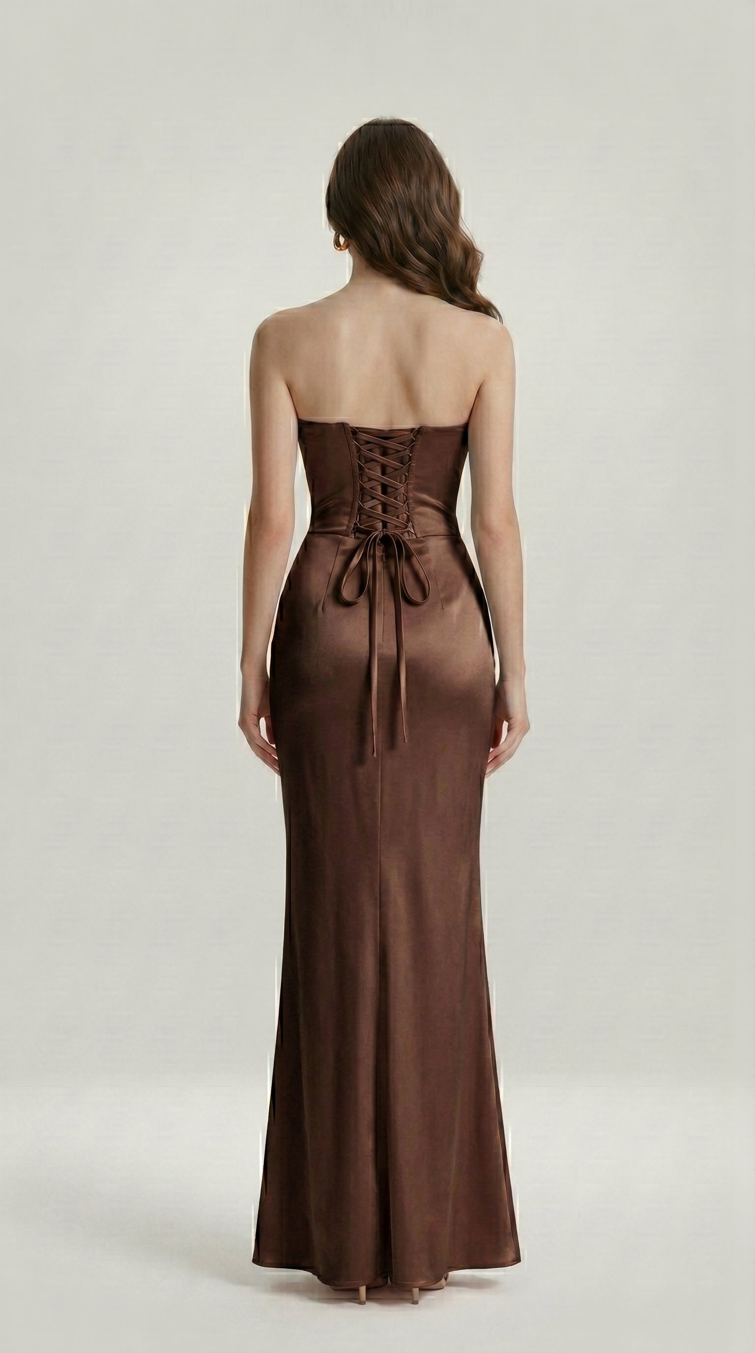 DRAPED SATIN EVENING DRESS