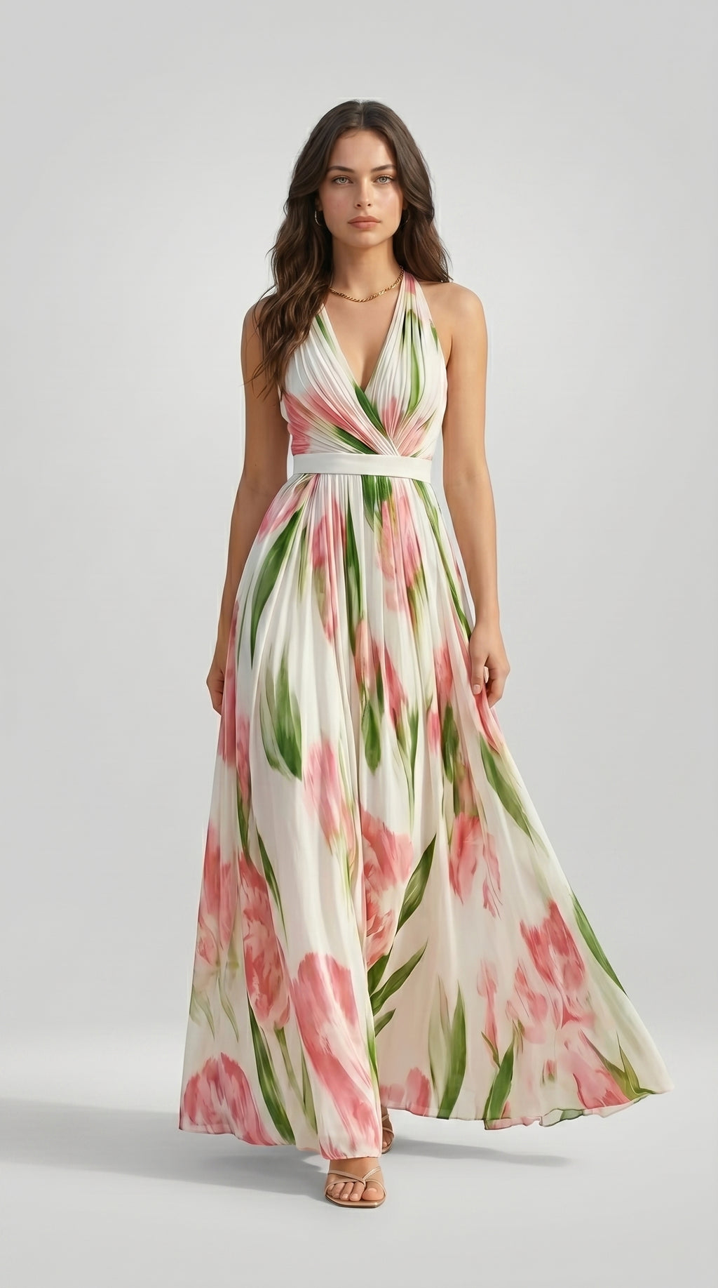 FLORAL HALTER MAXI DRESS