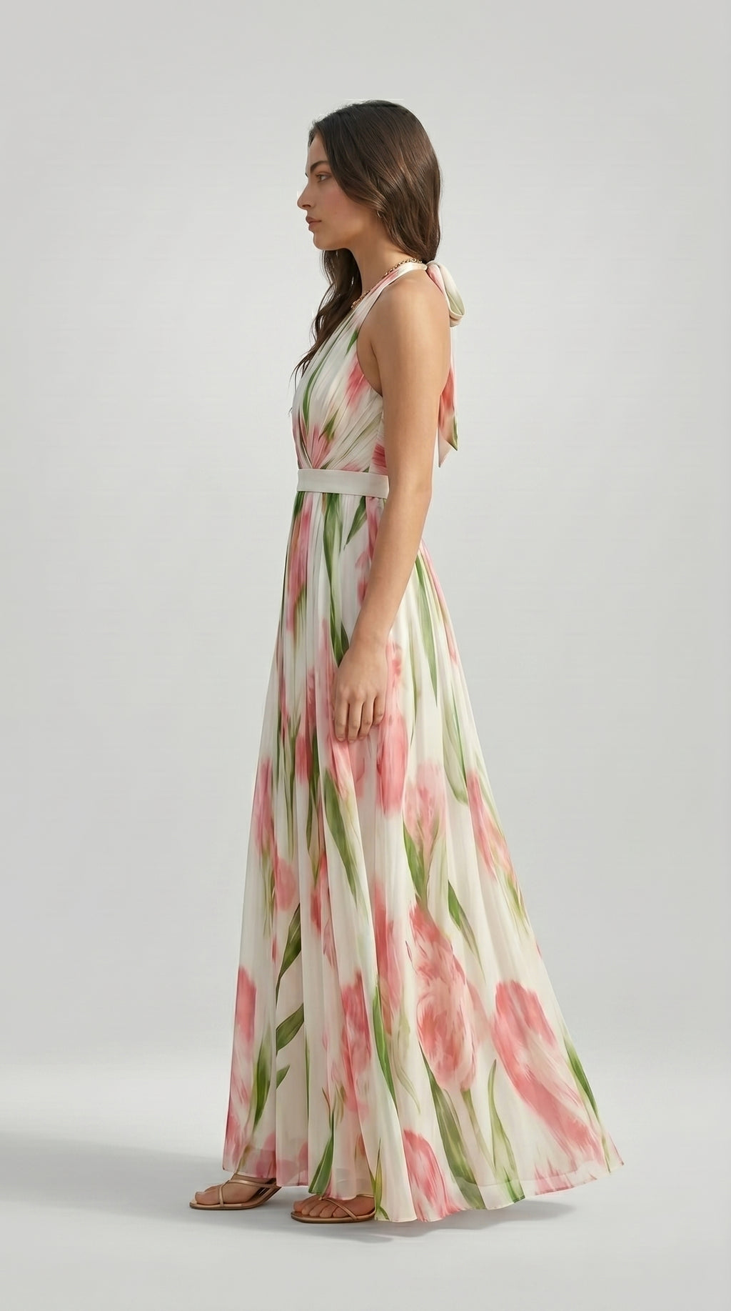 FLORAL HALTER MAXI DRESS