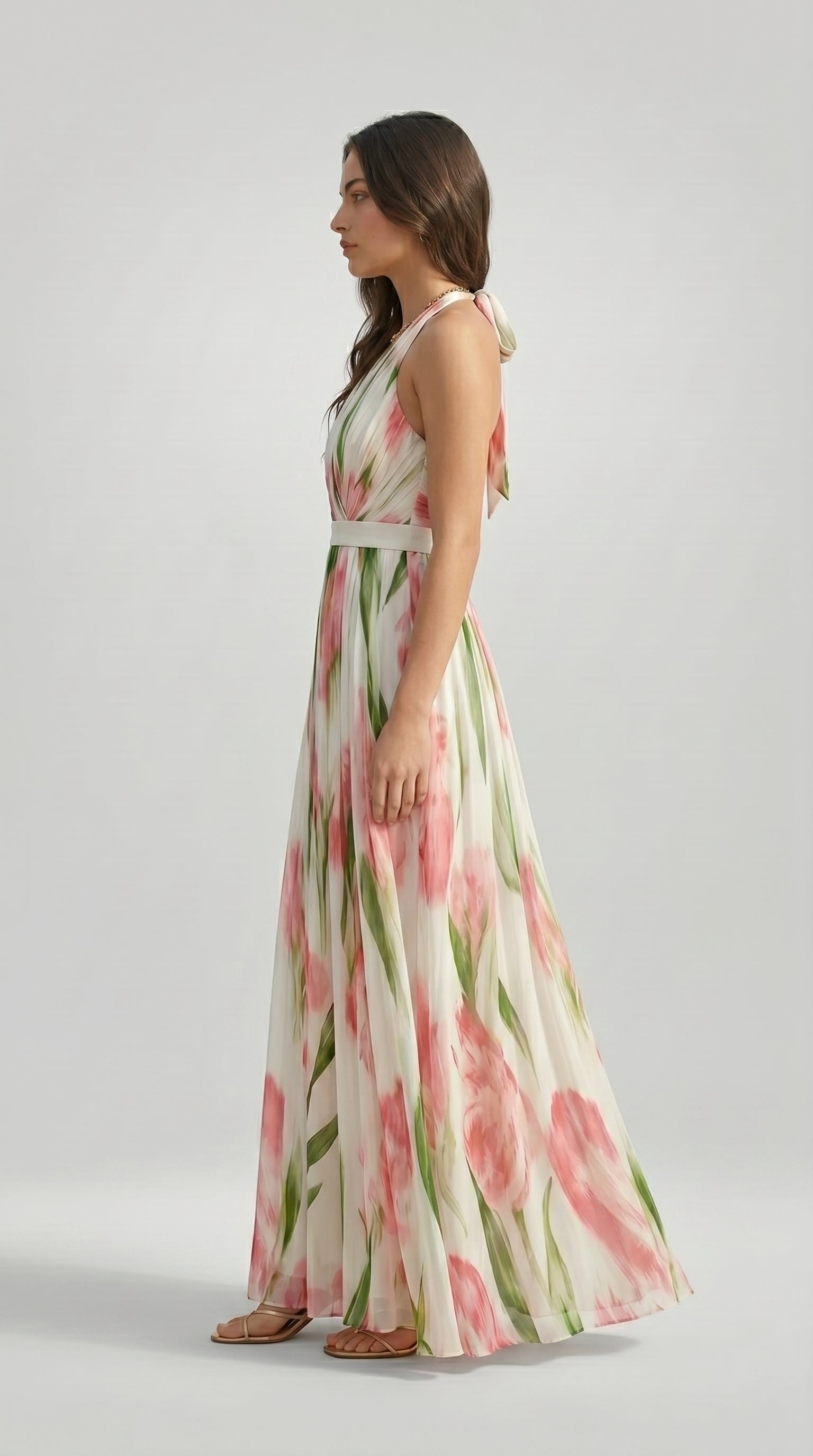FLORAL HALTER MAXI DRESS