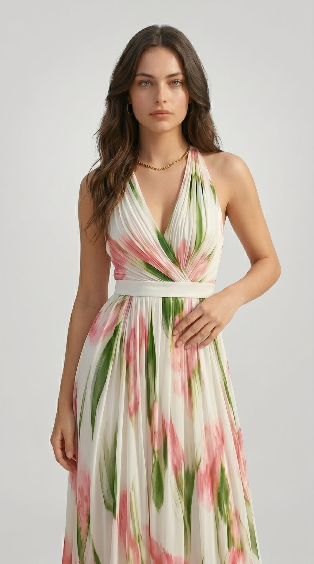 FLORAL HALTER MAXI DRESS