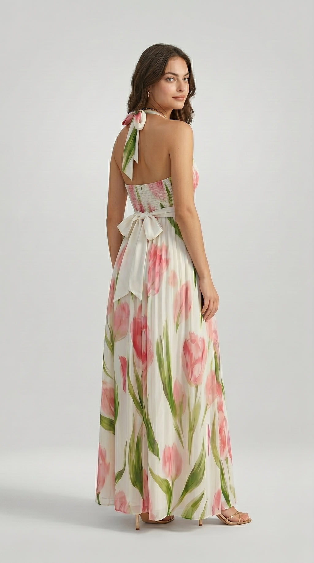 FLORAL HALTER MAXI DRESS