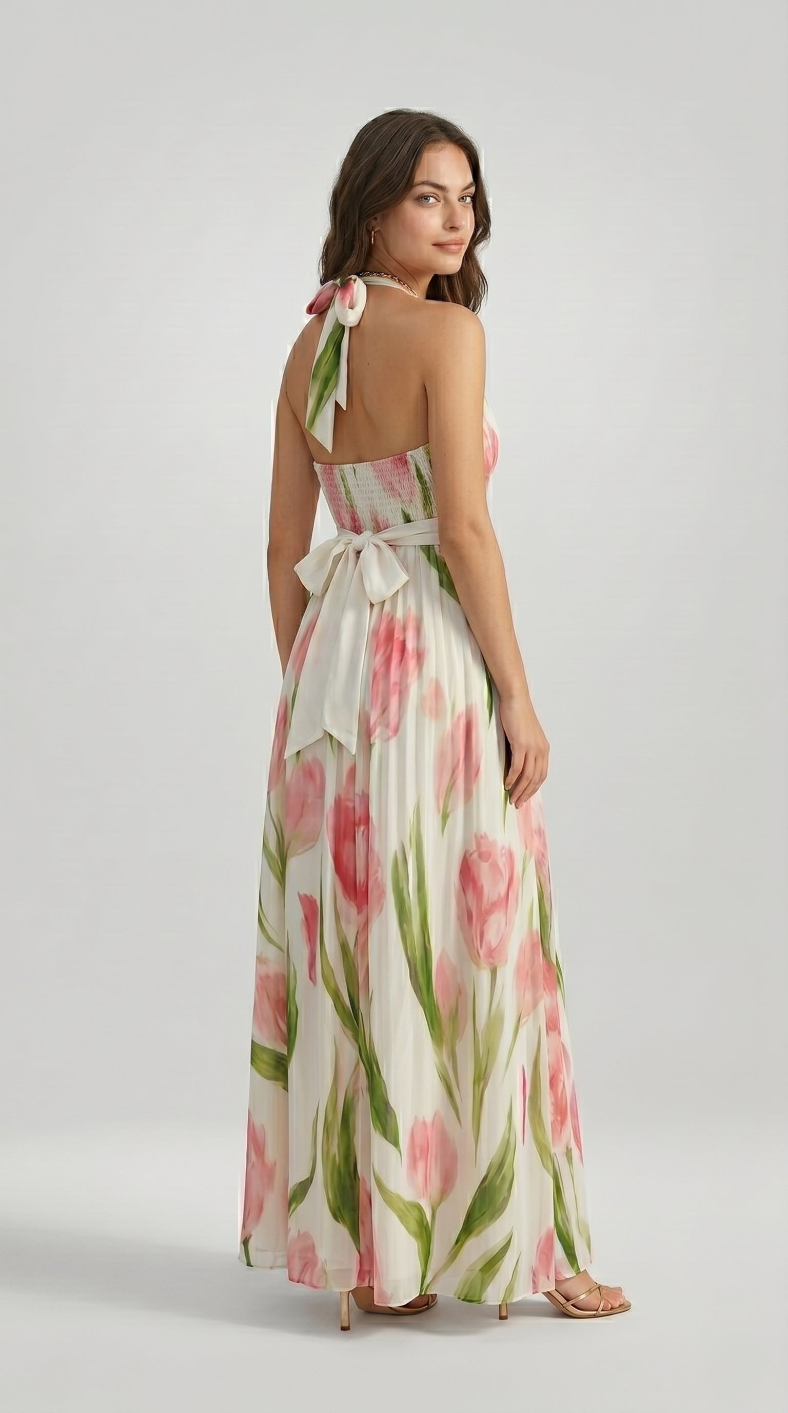 FLORAL HALTER MAXI DRESS