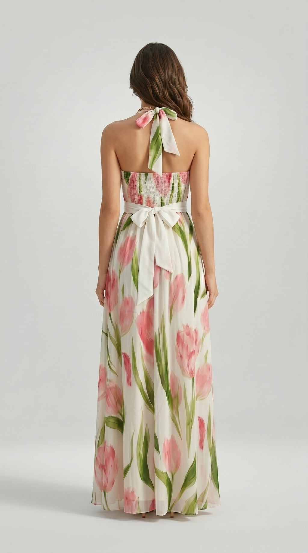 FLORAL HALTER MAXI DRESS