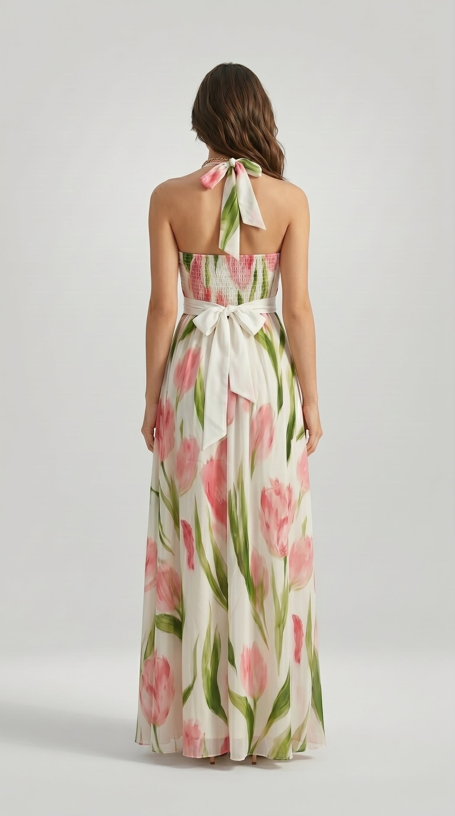 FLORAL HALTER MAXI DRESS