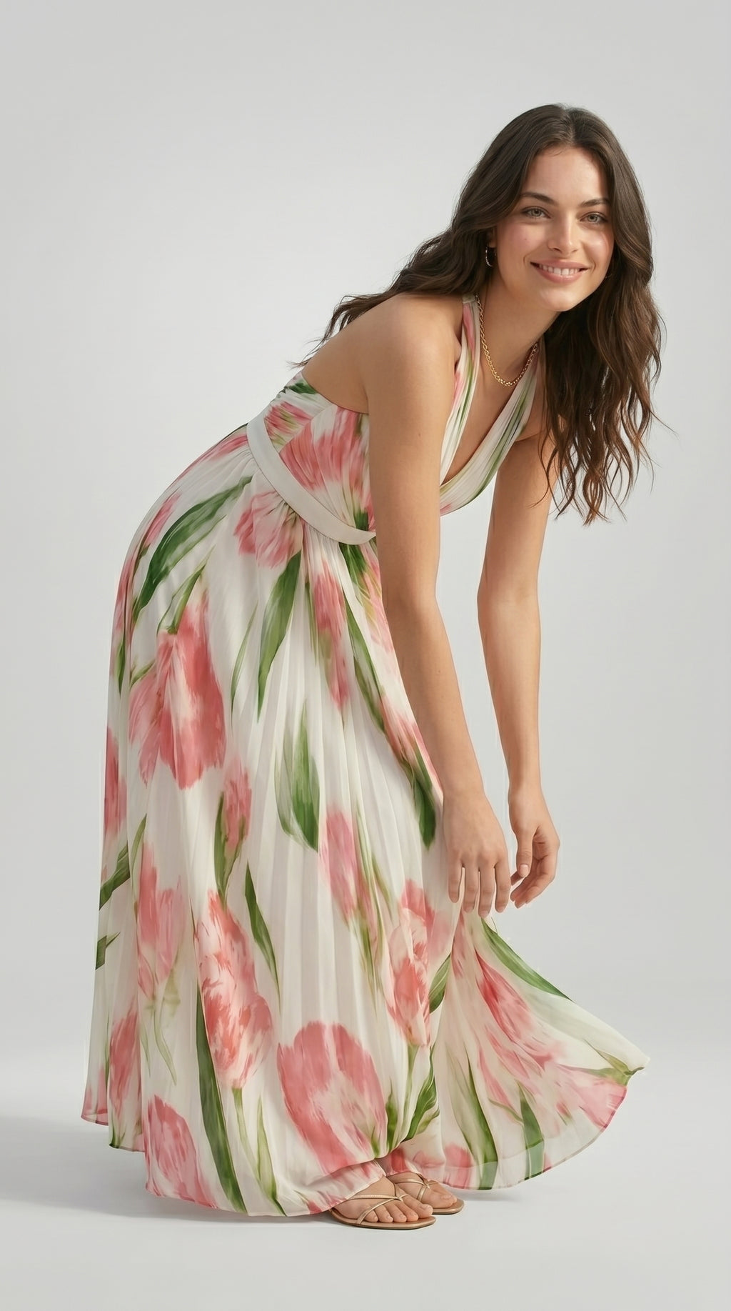 FLORAL HALTER MAXI DRESS