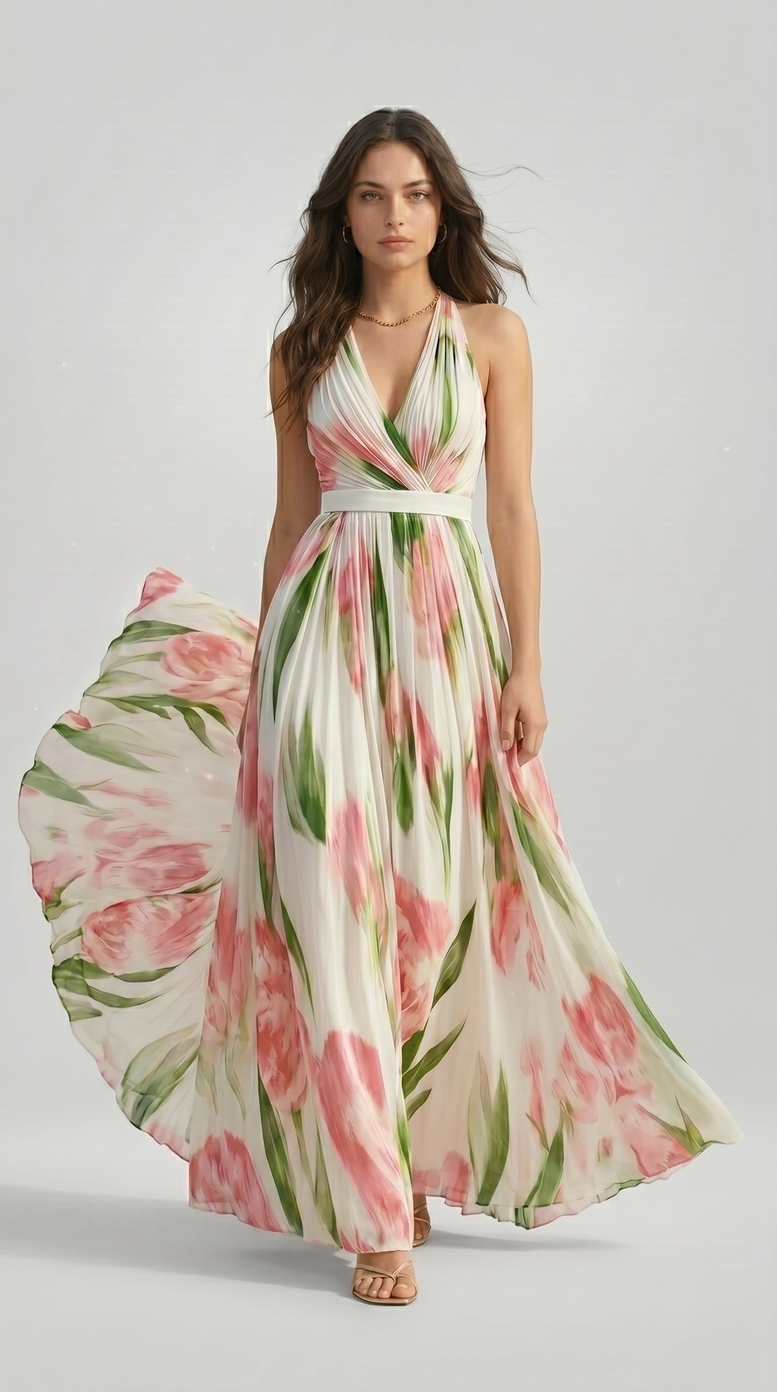 FLORAL HALTER MAXI DRESS