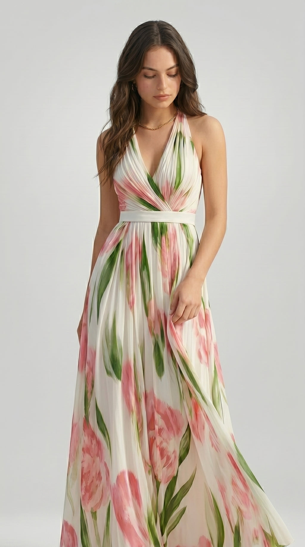FLORAL HALTER MAXI DRESS