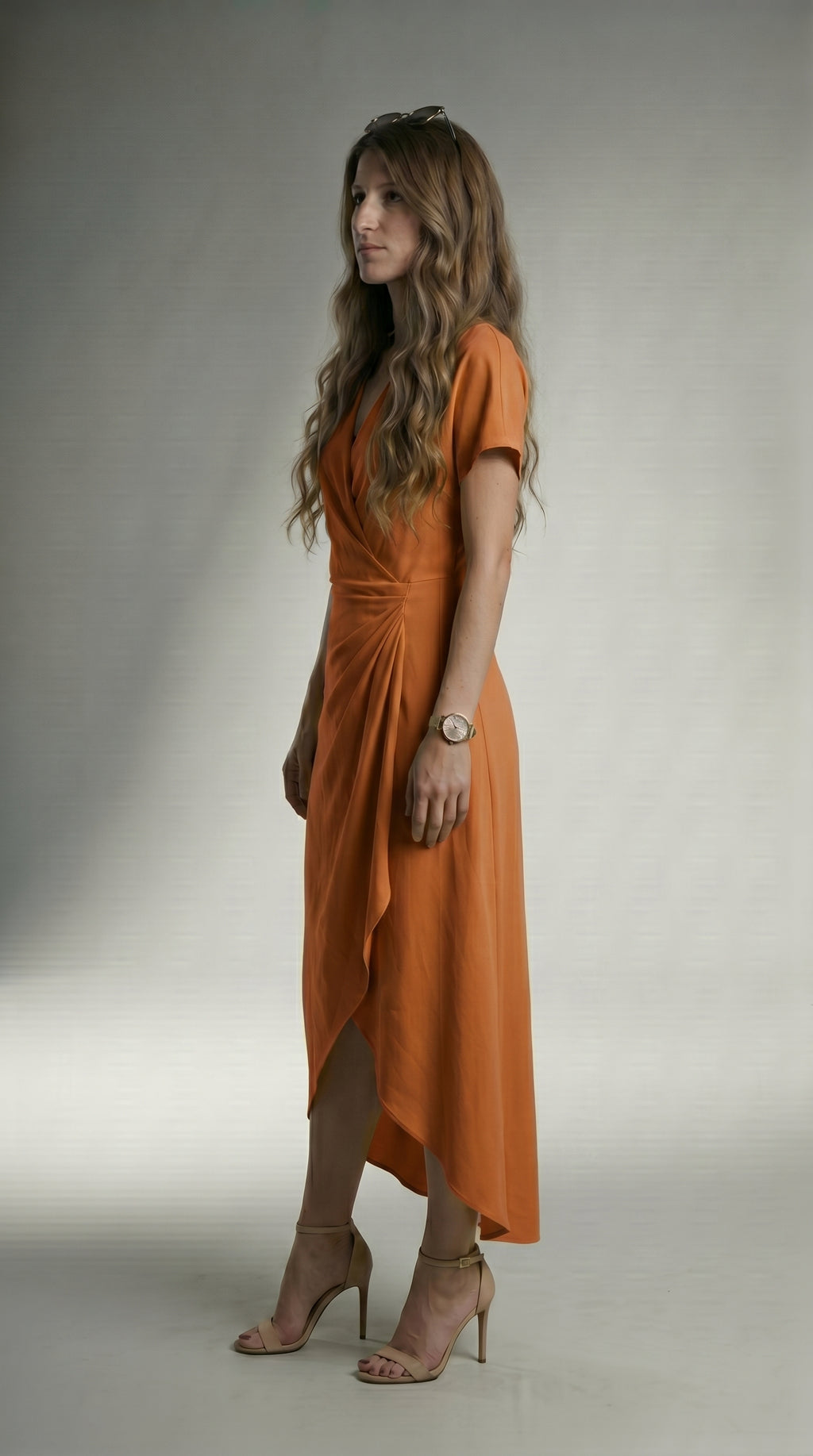 FLOWING ASYMMETRIC MIDI DRESS