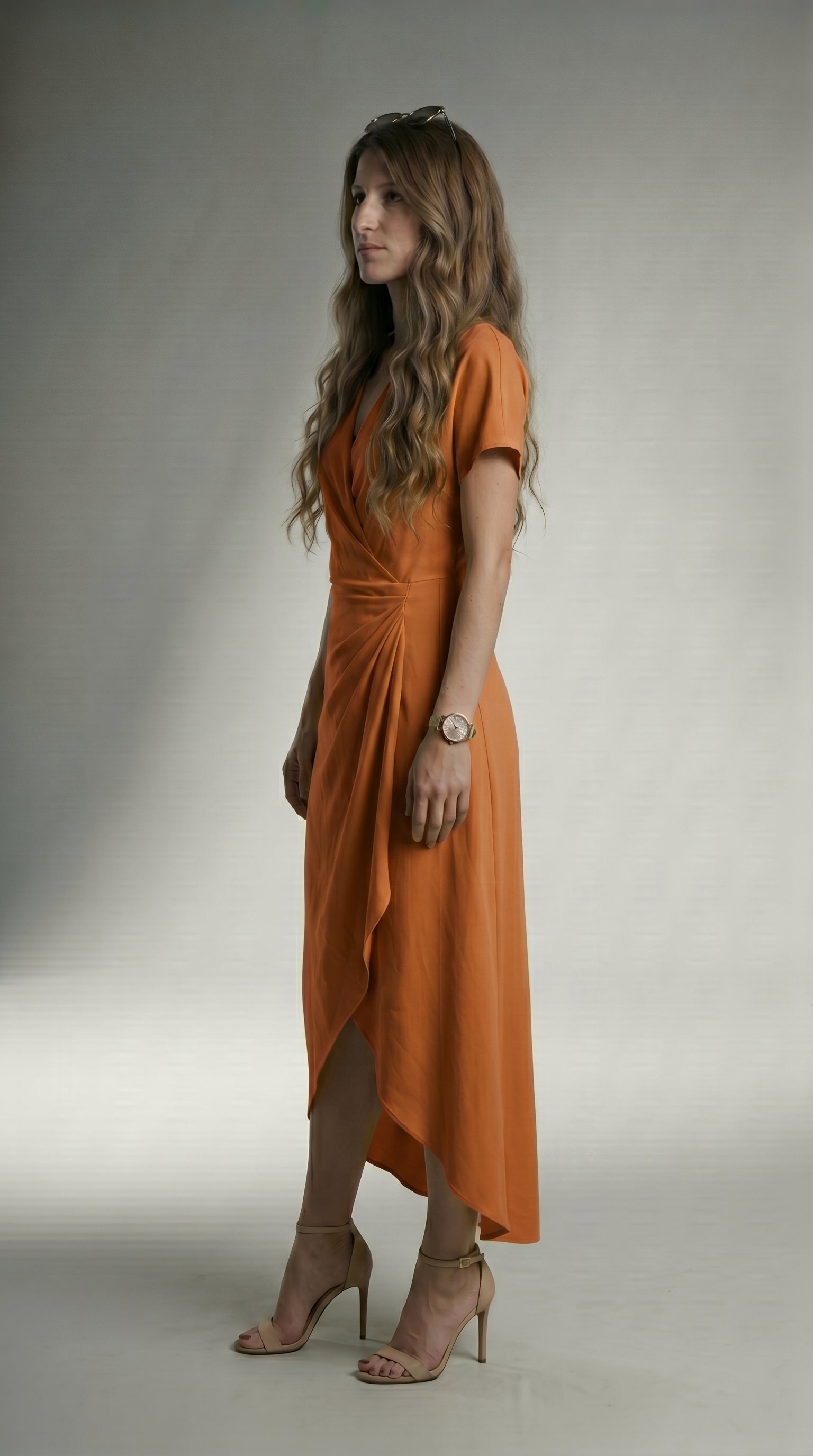 FLOWING ASYMMETRIC MIDI DRESS