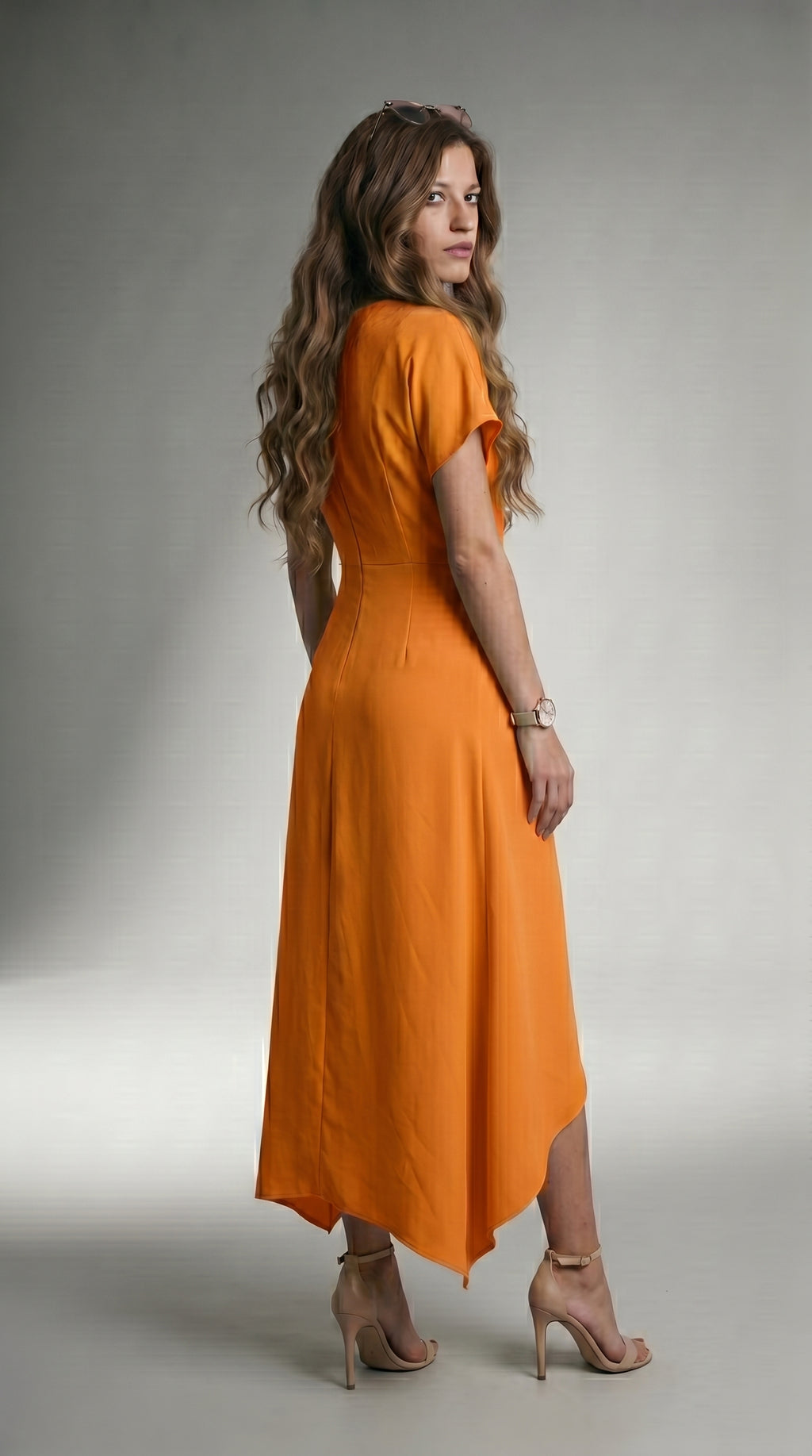 FLOWING ASYMMETRIC MIDI DRESS