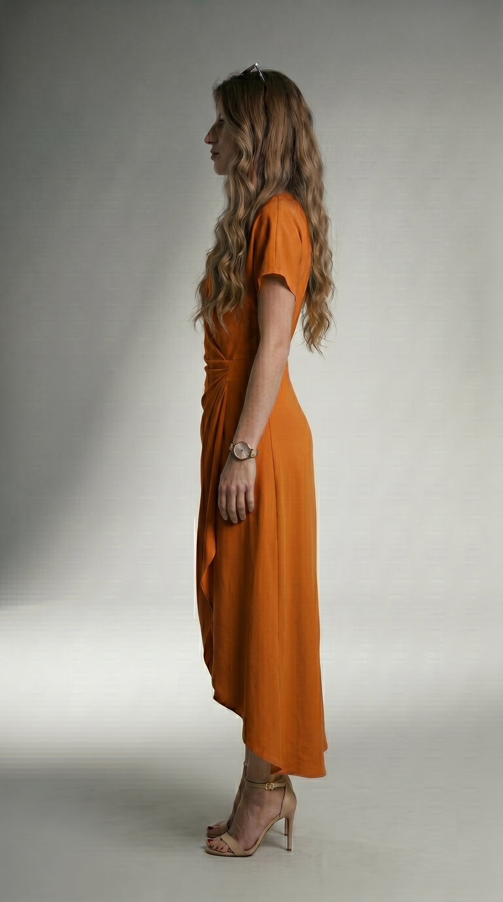 FLOWING ASYMMETRIC MIDI DRESS