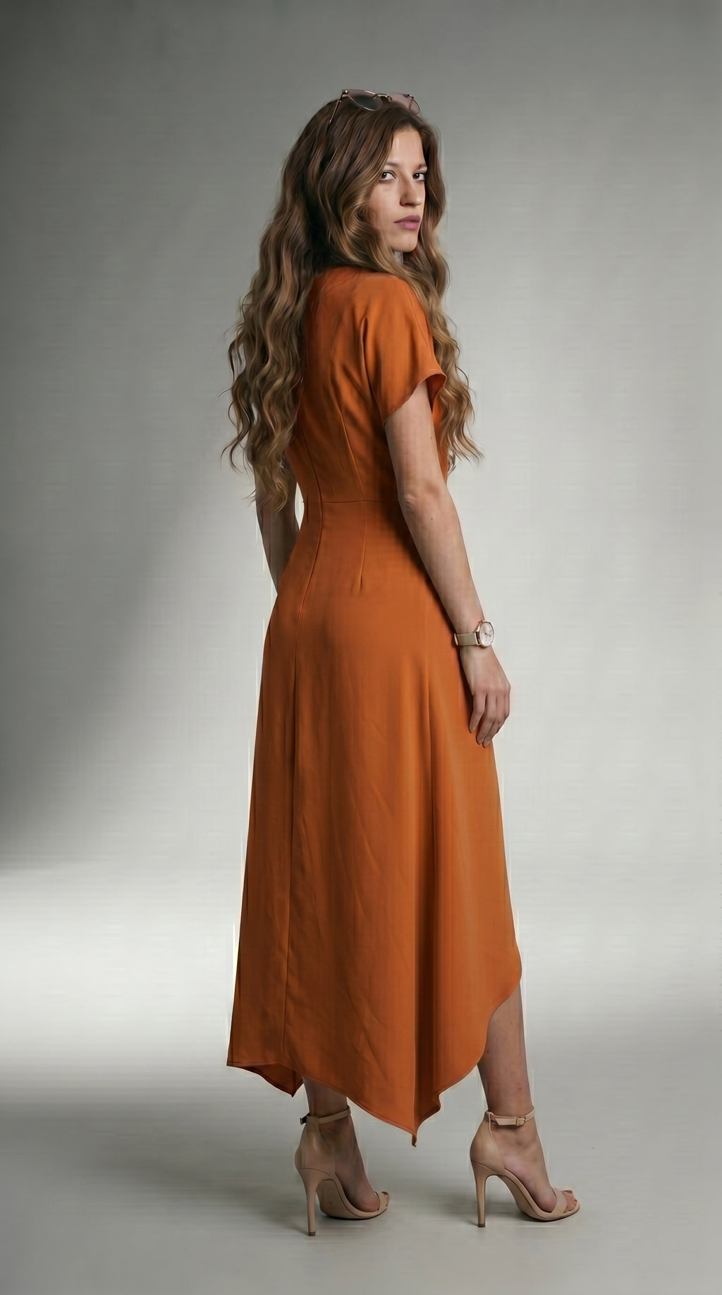 FLOWING ASYMMETRIC MIDI DRESS