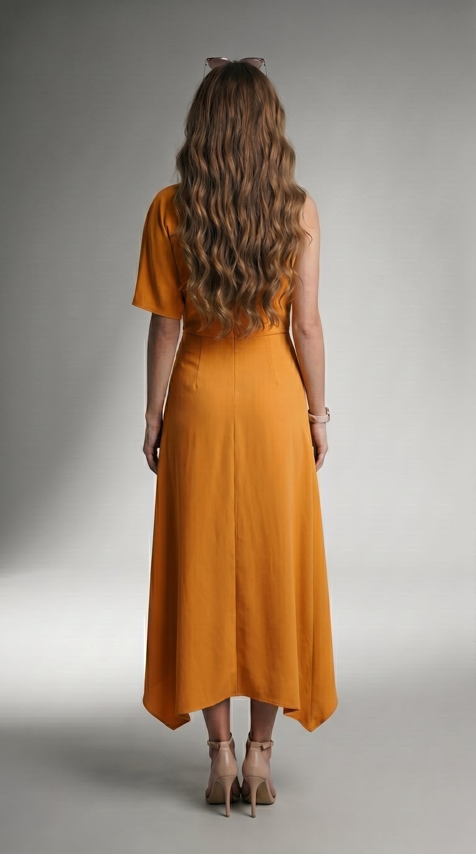 FLOWING ASYMMETRIC MIDI DRESS
