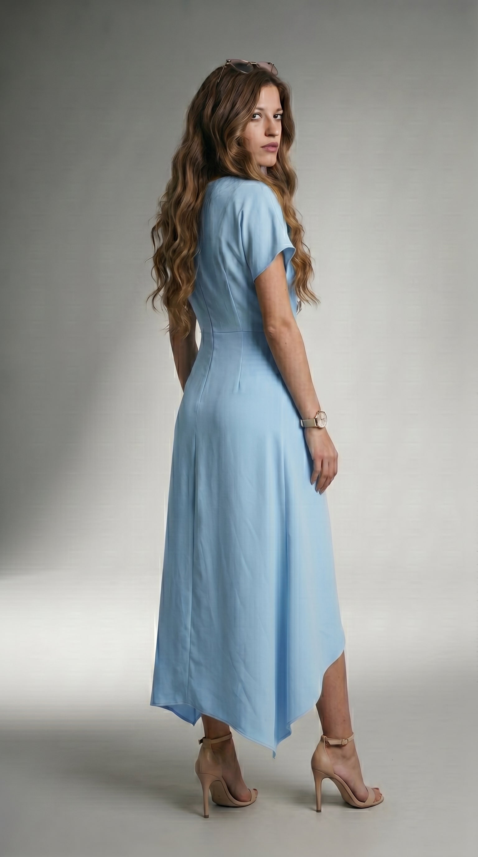 FLOWING ASYMMETRIC MIDI DRESS