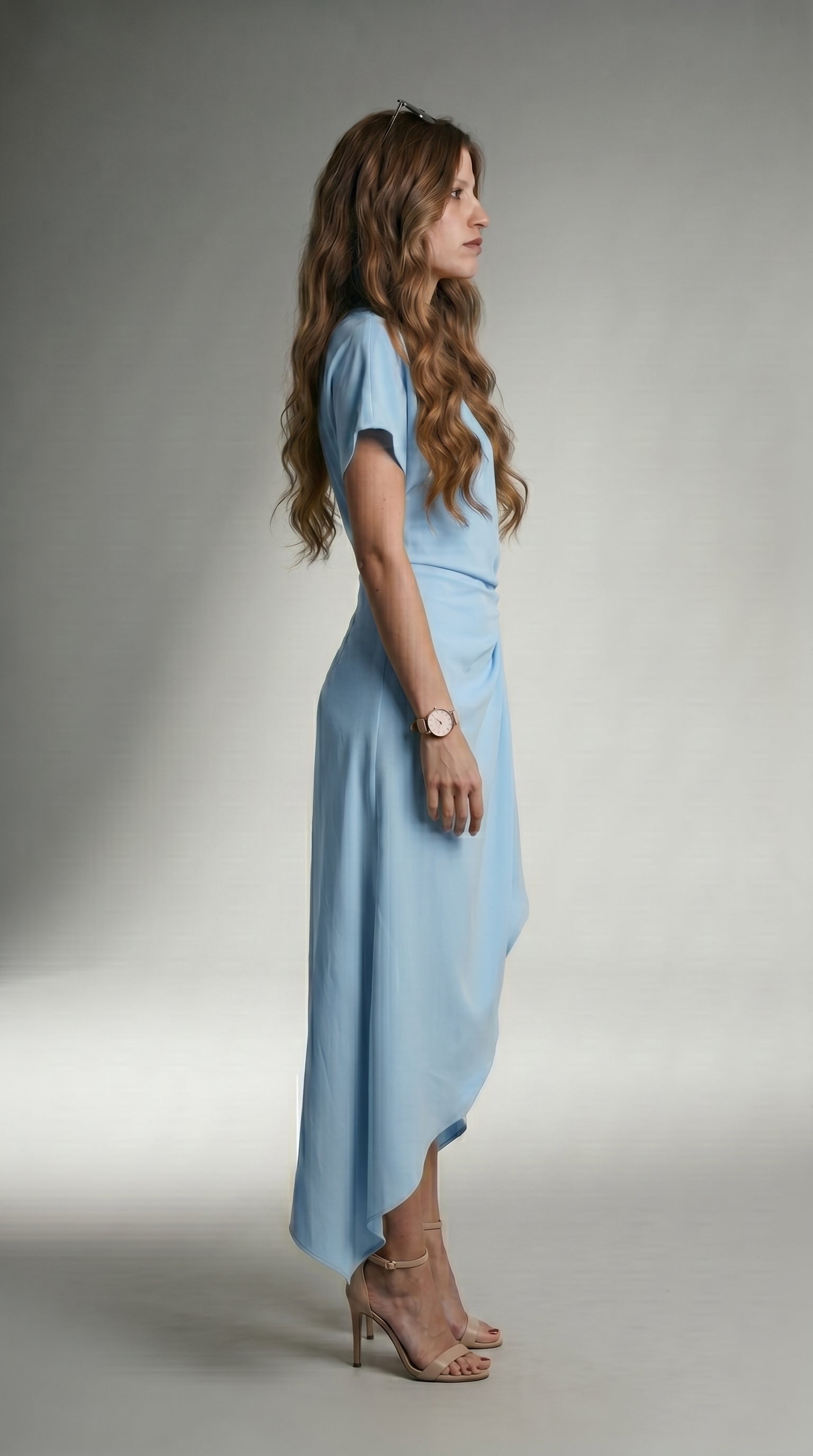 FLOWING ASYMMETRIC MIDI DRESS