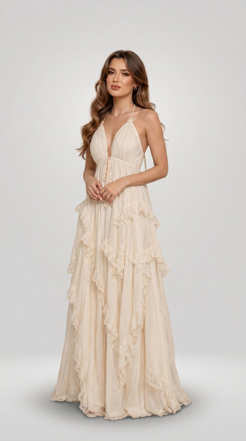 FLOWING OPEN BACK DRESS