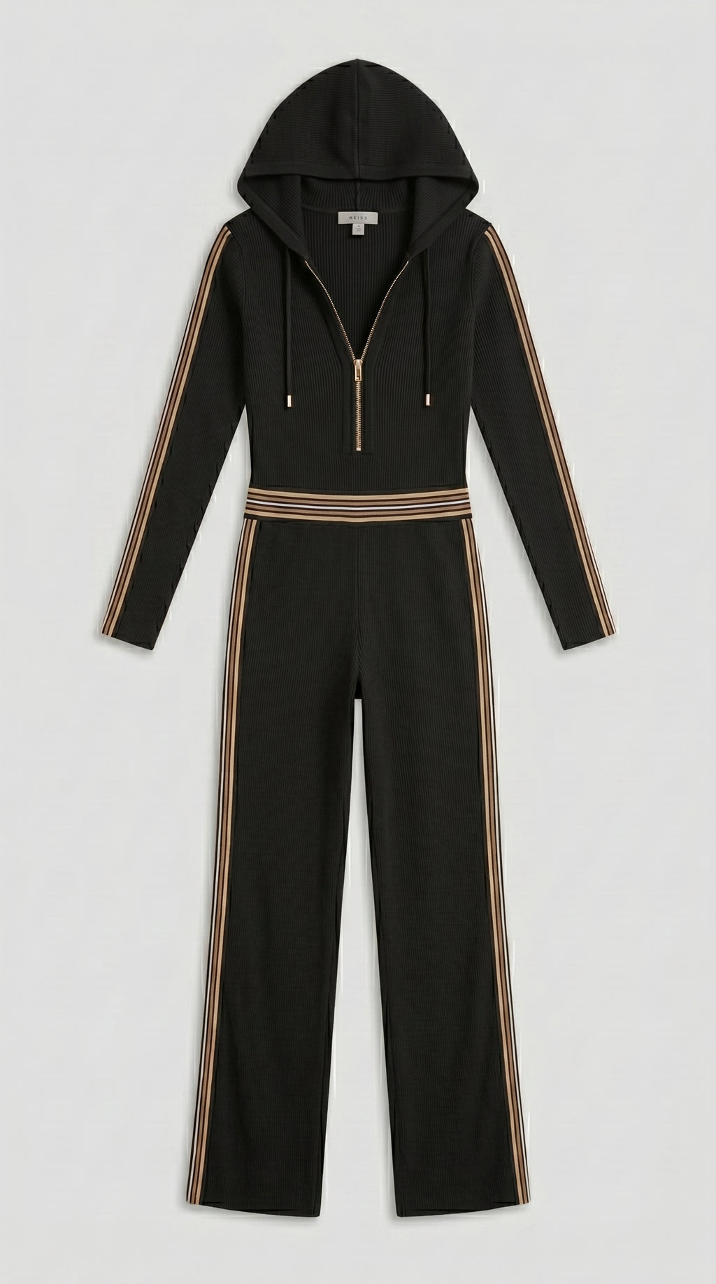 RIBBED HOODED JUMPSUIT
