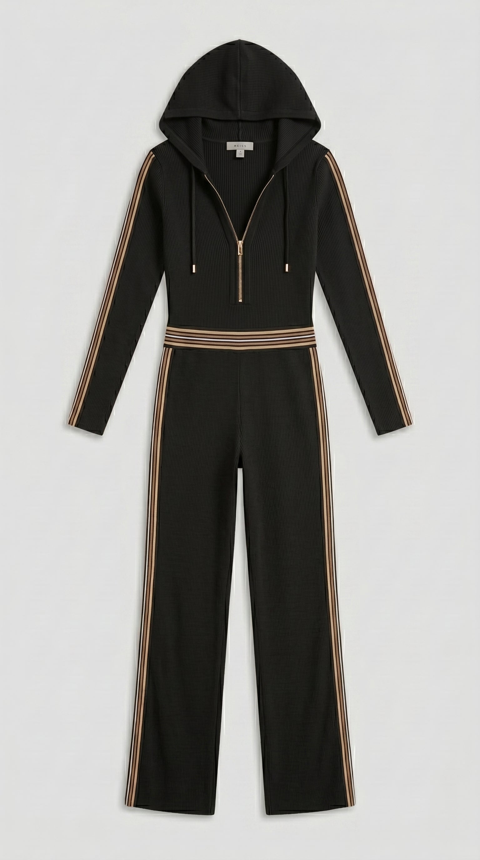 RIBBED HOODED JUMPSUIT