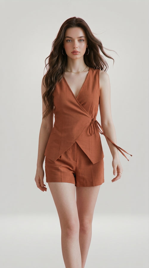 BACKLESS V-NECK CO-ORD SET