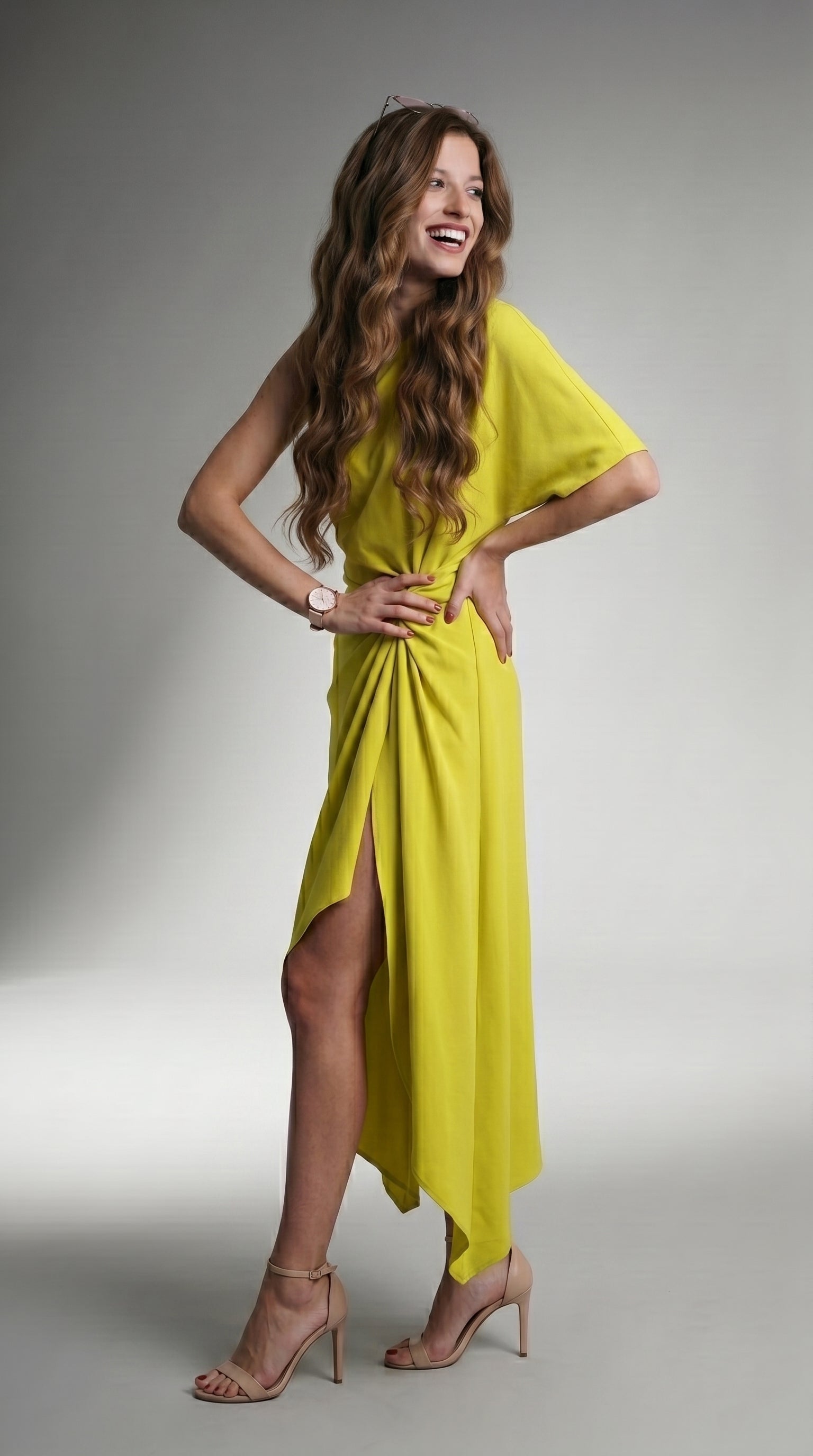 FLOWING ASYMMETRIC MIDI DRESS